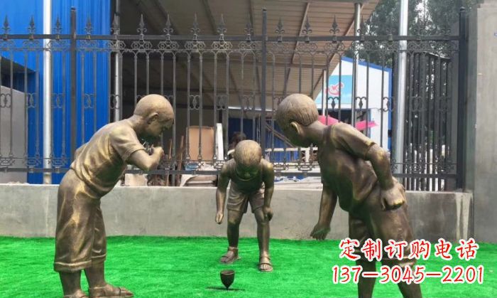 兰州玩陀螺儿童铜雕