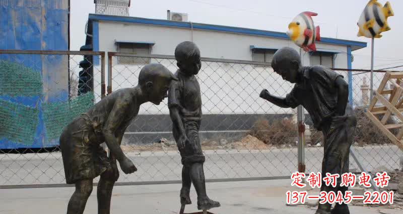 兰州玩陀螺人物铜雕