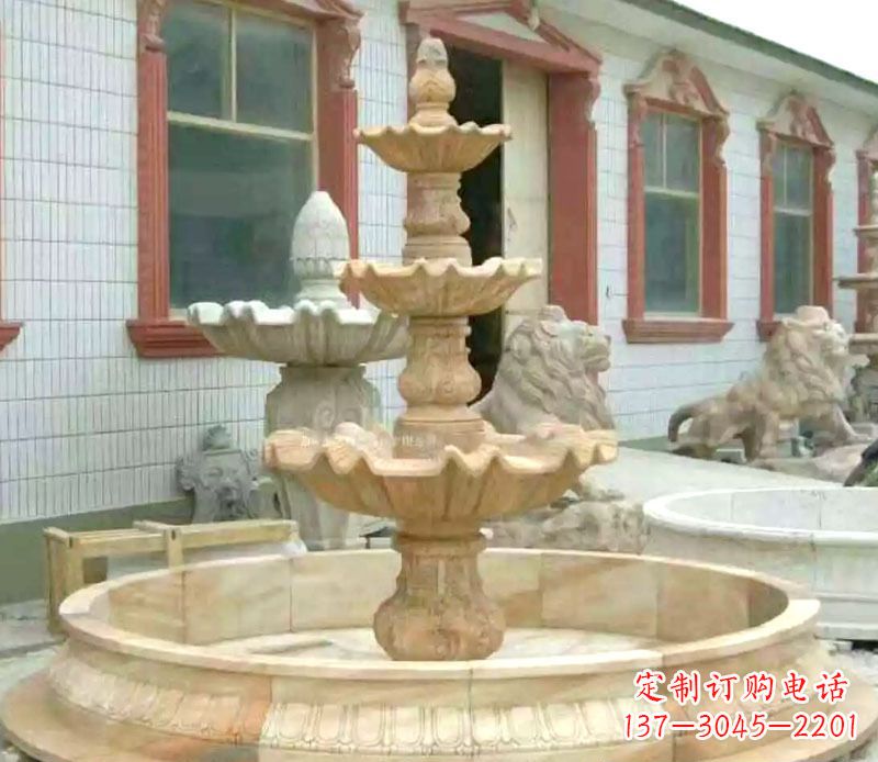 兰州晚霞红大型喷泉石雕 (3)