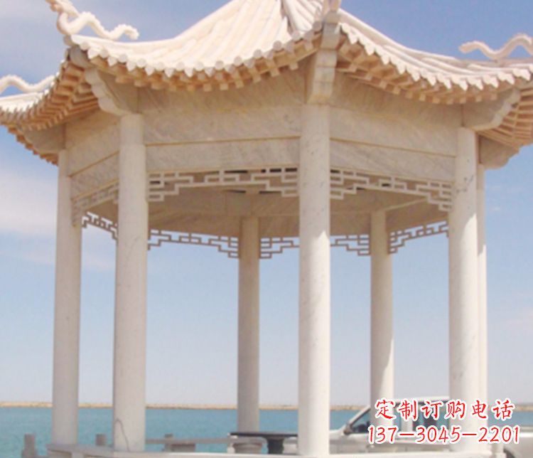 兰州晚霞红单层凉亭石雕