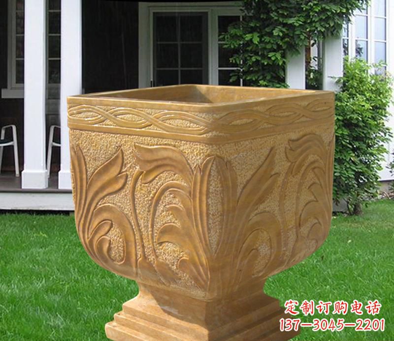 兰州晚霞红雕刻景观花盆雕塑