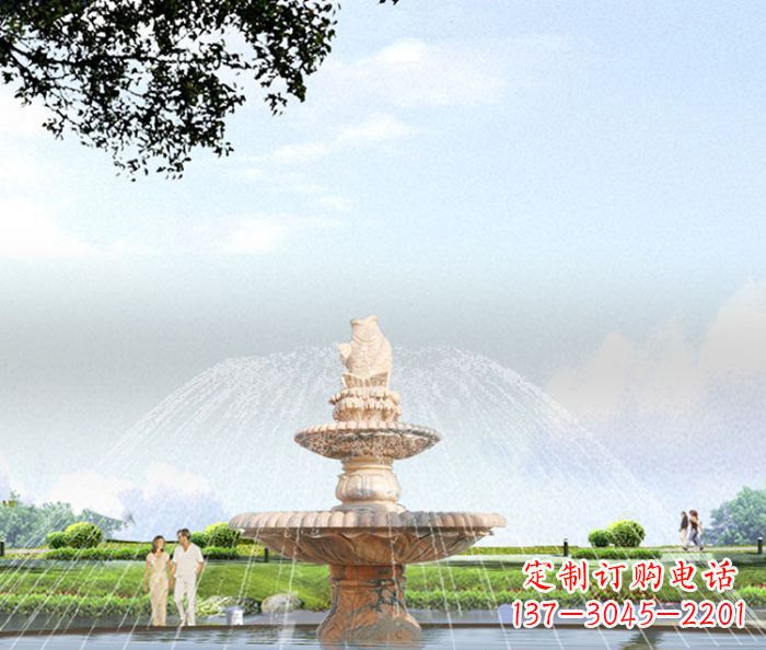 兰州晚霞红多层大型石雕喷泉 (4)