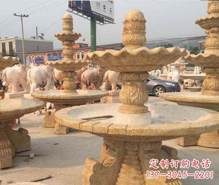 兰州晚霞红多层大型石雕喷泉