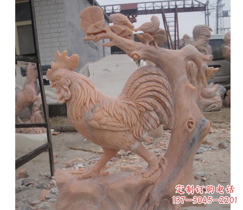 兰州晚霞红公鸡雕塑
