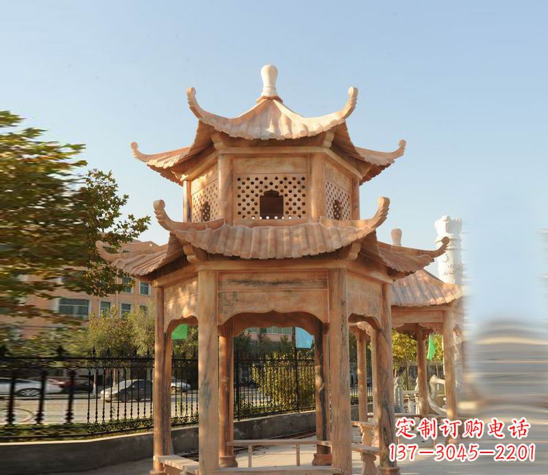 兰州晚霞红景区休息凉亭