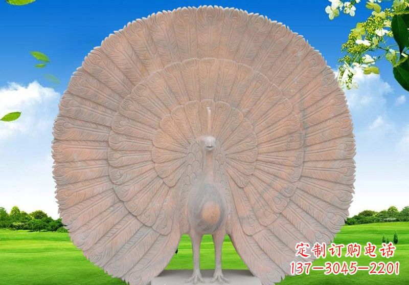 兰州晚霞红开屏孔雀雕塑