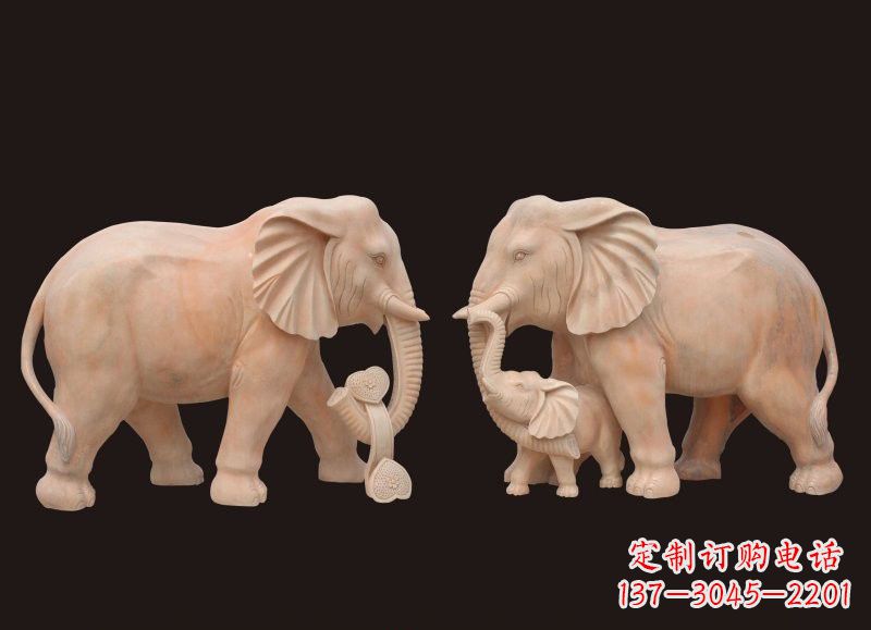 兰州晚霞红母子大象雕塑
