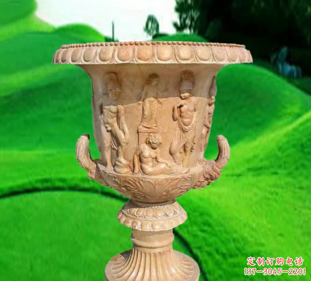 兰州晚霞红欧式花盆石雕