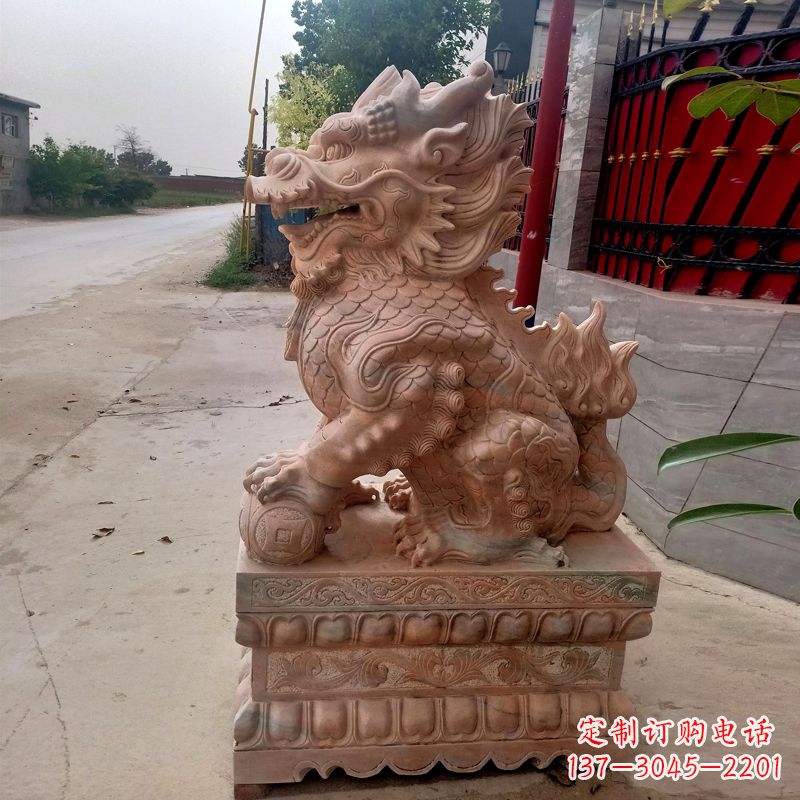 兰州晚霞红麒麟石雕