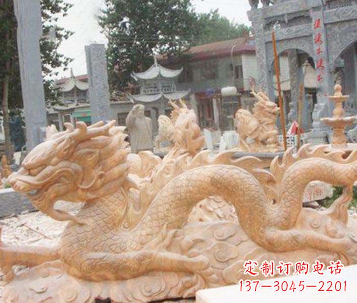 兰州晚霞红生肖龙石雕