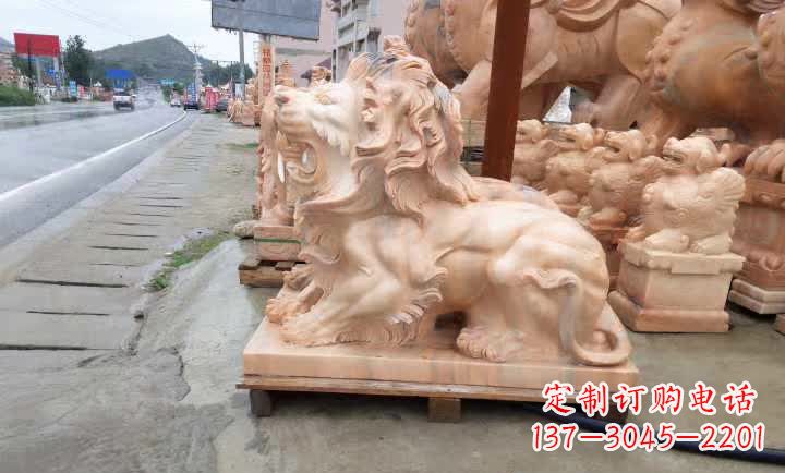 兰州晚霞红狮子雕塑