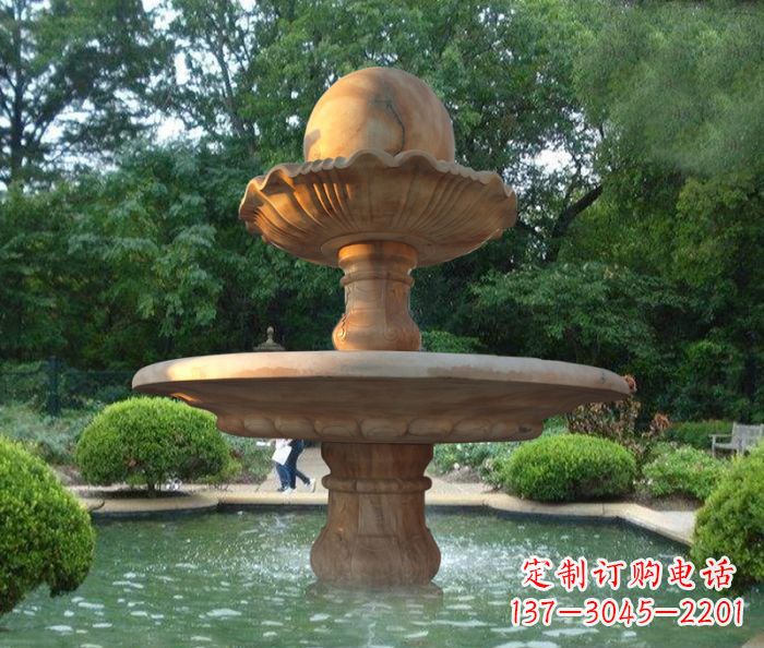 兰州晚霞红双层风水球喷泉公园石雕