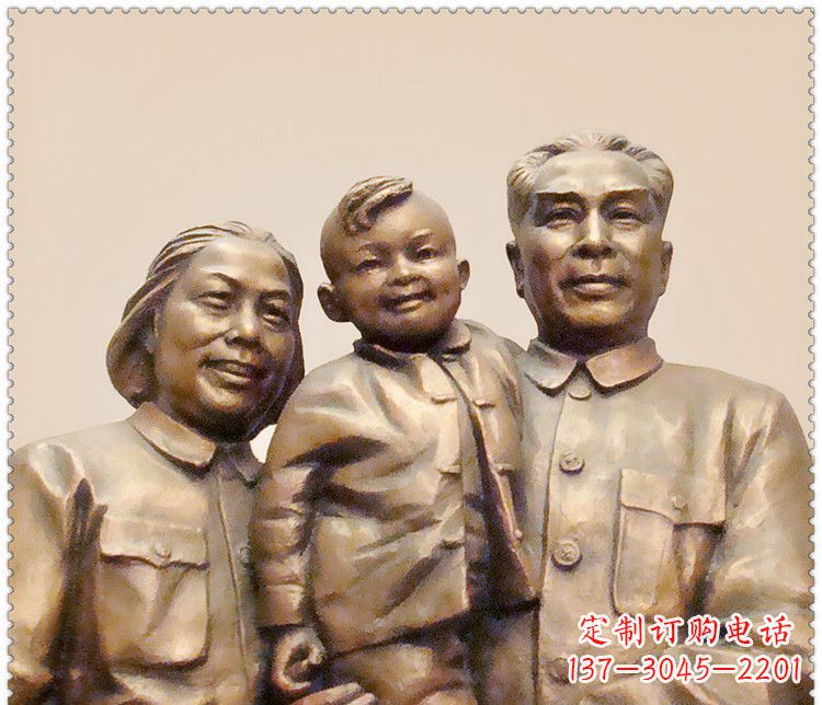 兰州伟人周恩来一家铜雕