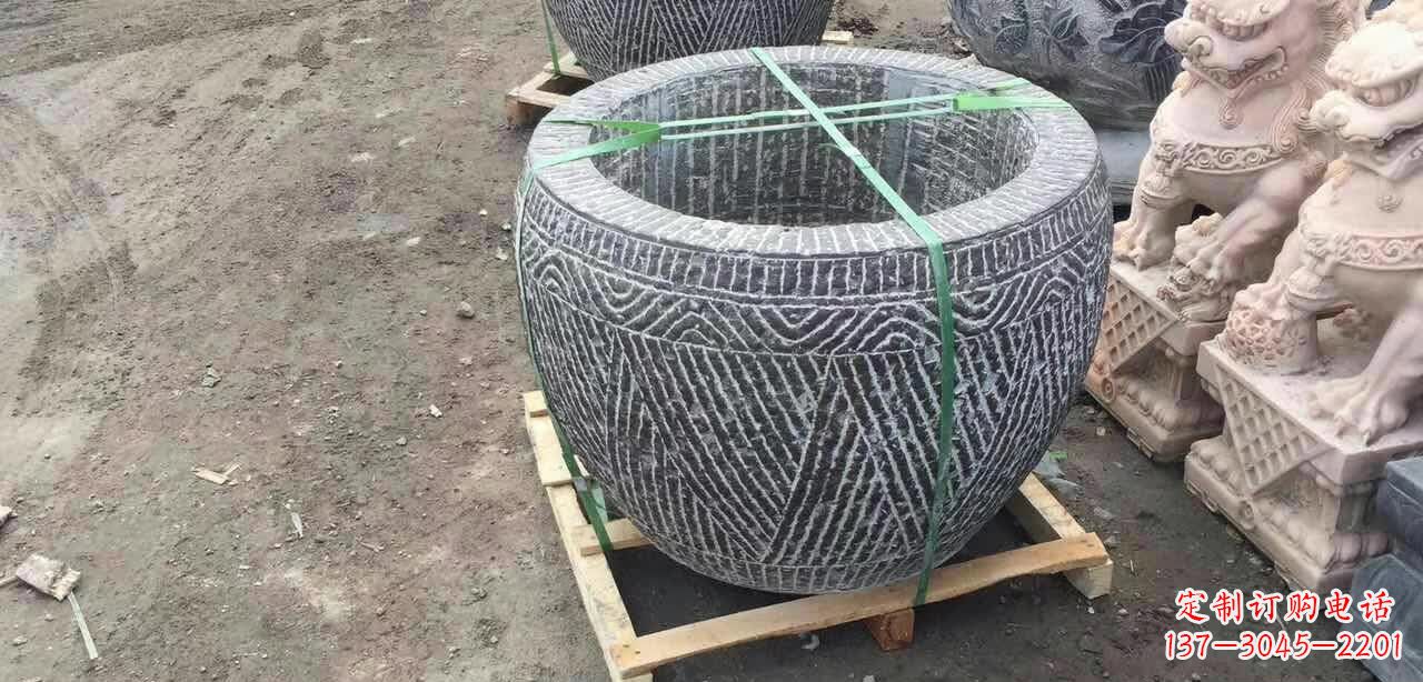 兰州纹理石浮雕水缸