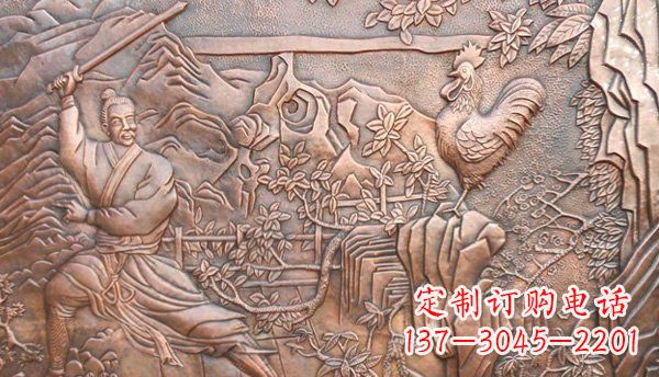 兰州闻鸡起舞黄铜壁画铜浮雕