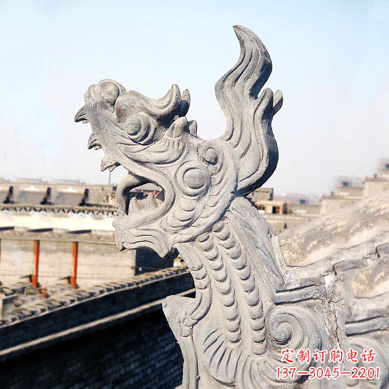 兰州屋脊鸱尾螭吻雕塑-古建装饰神兽动物雕塑