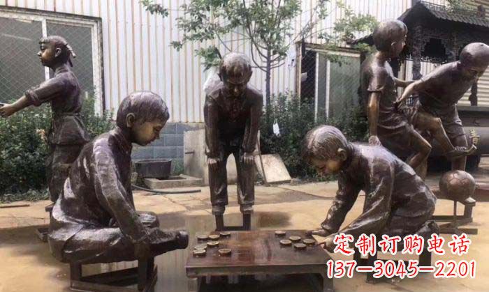 兰州下象棋儿童铜雕 (2)