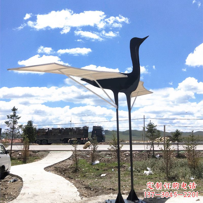 兰州仙鹤不锈钢遮阳亭景观雕塑