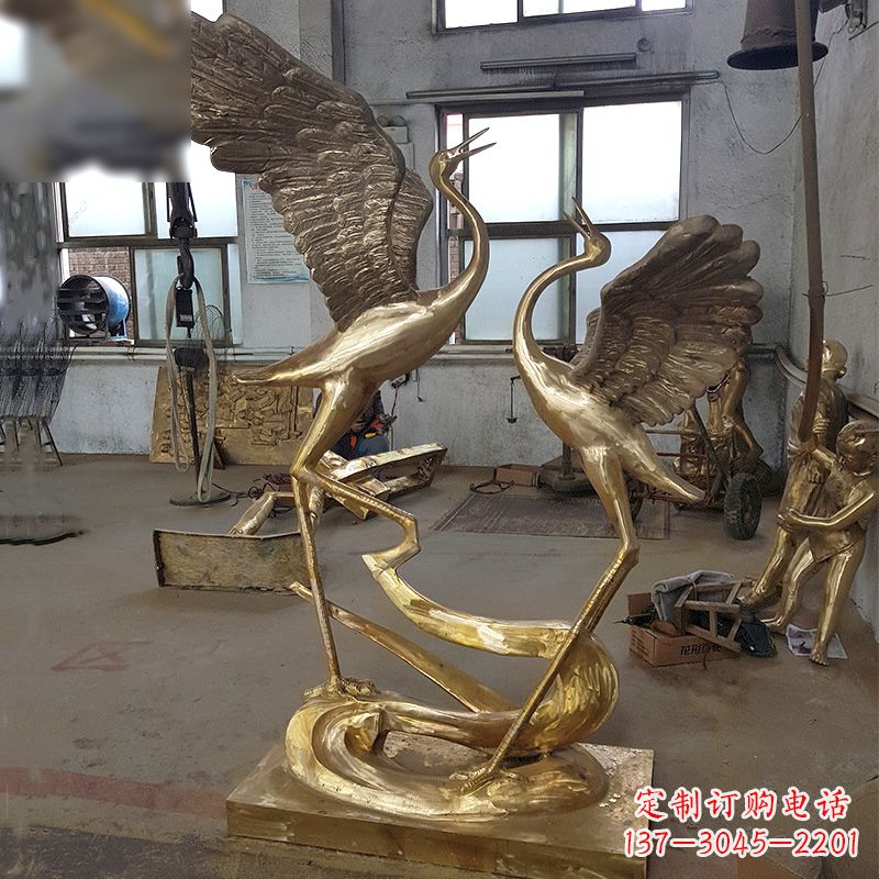 兰州仙鹤铜雕景观
