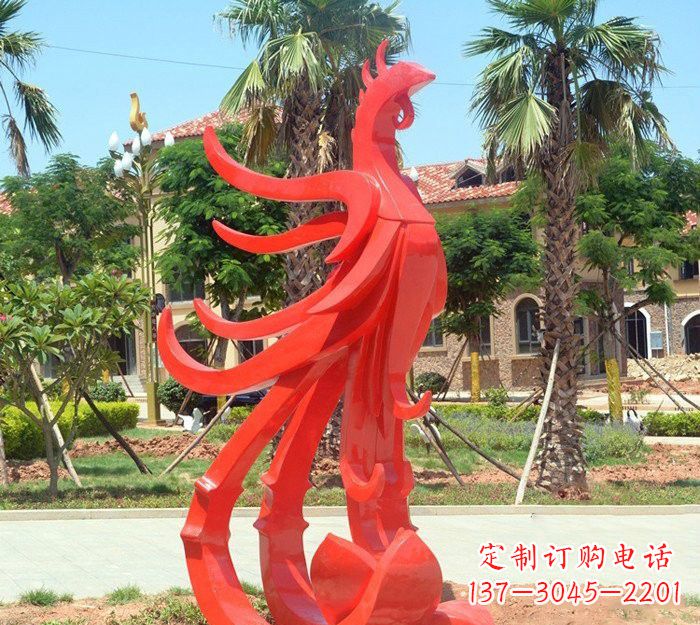 兰州小区抽象不锈钢凤凰雕塑