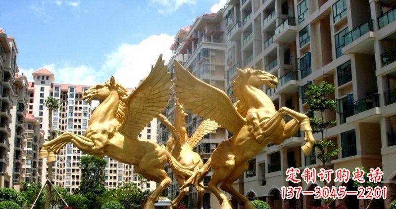 兰州小区飞马动物铜雕