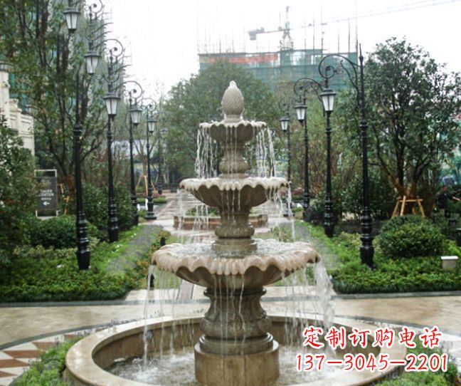 兰州小区景观大理石喷泉石雕 (4)