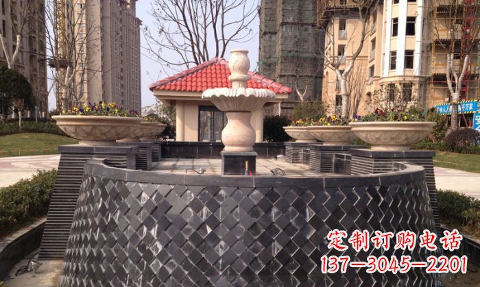 兰州小区景观大理石喷泉石雕 (3)