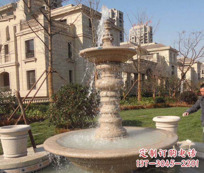 兰州小区景观多层喷泉石雕 (2)