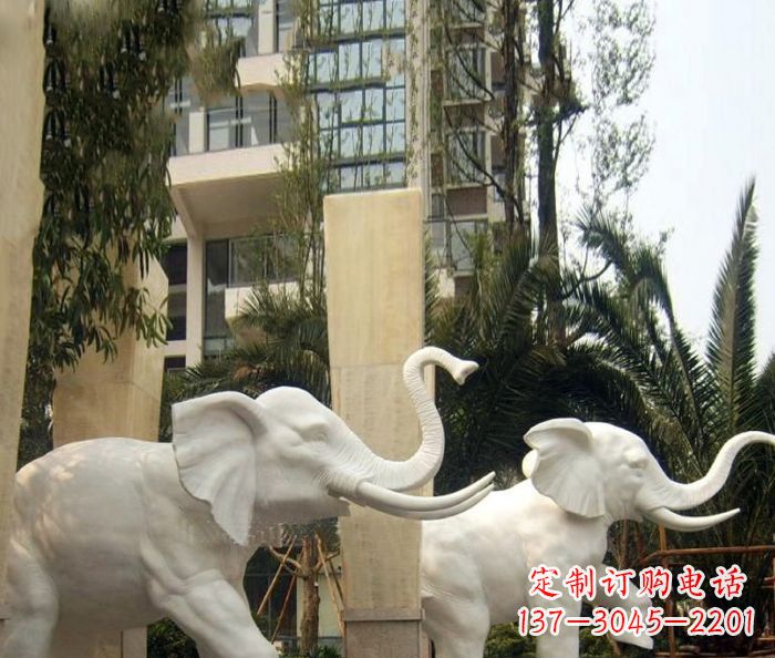 兰州小区景观汉白玉大象石雕