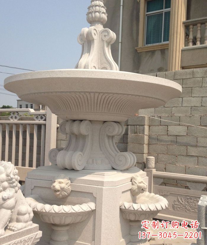 兰州小区景观汉白玉喷泉石雕
