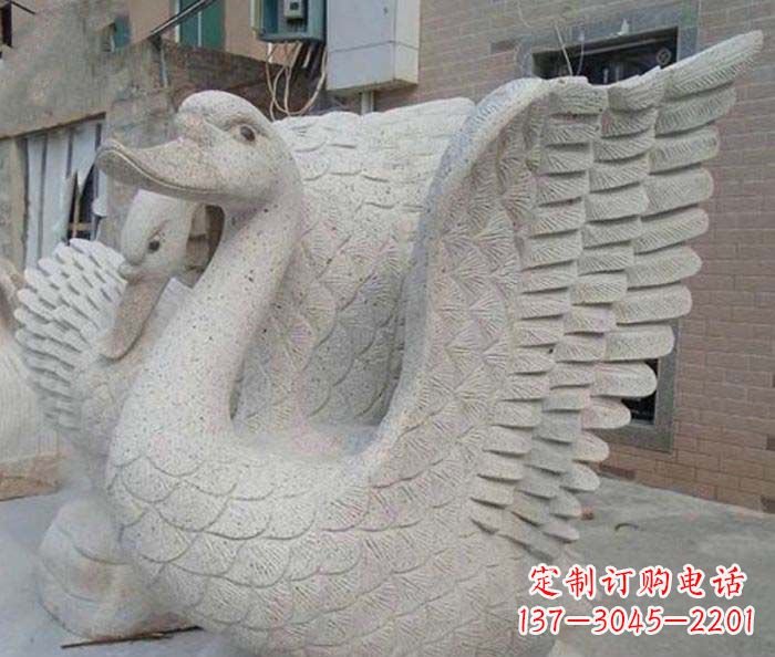 兰州小区景观天鹅石雕喷泉