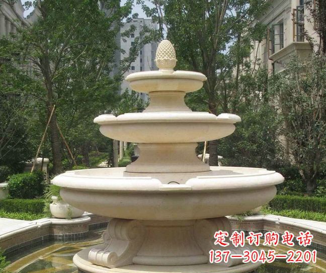 兰州小区景观晚霞红多层喷泉石雕