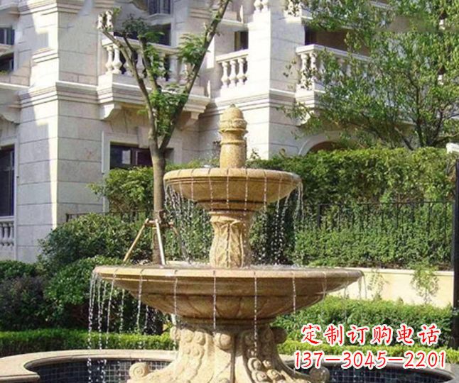 兰州小区景观晚霞红多层喷泉石雕 (4)