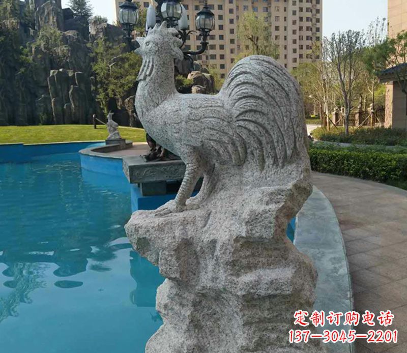 兰州小区十二生肖鸡动物石雕