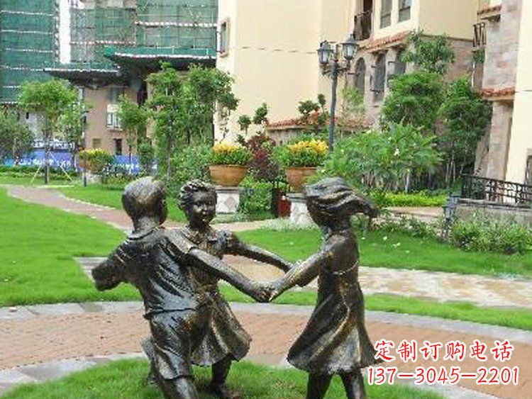 兰州小区铜雕儿童玩游戏人物雕塑