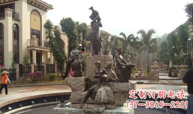 兰州小区西方美女喷泉人物铜雕