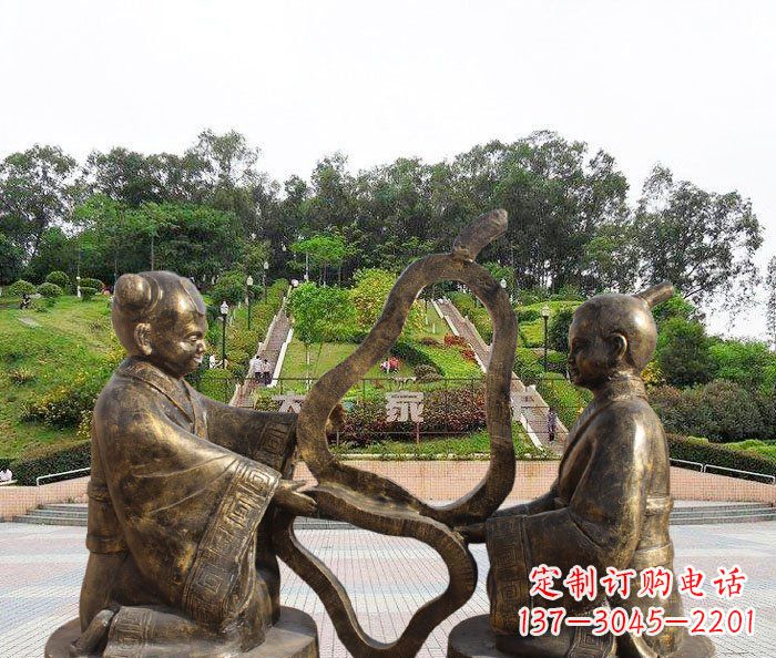 兰州校园抽象孔融让梨铜雕