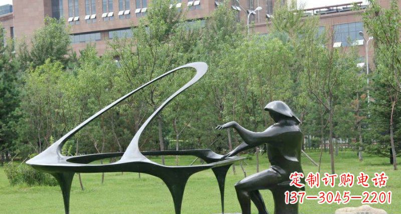 兰州校园弹钢琴景观铜雕