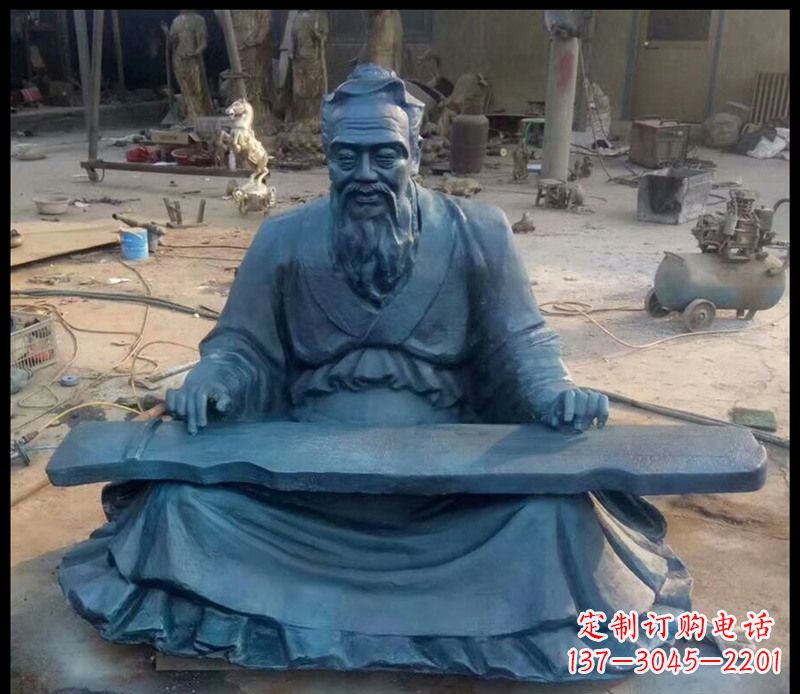 兰州校园孔子弹琴铜雕