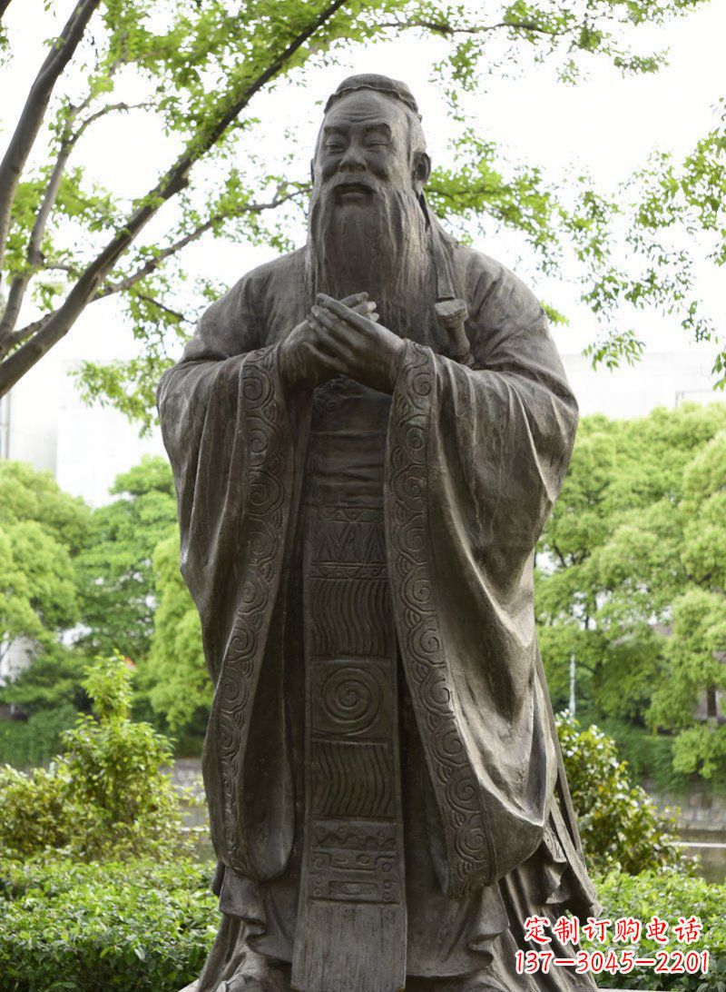 兰州校园孔子行教像铜雕 (2)