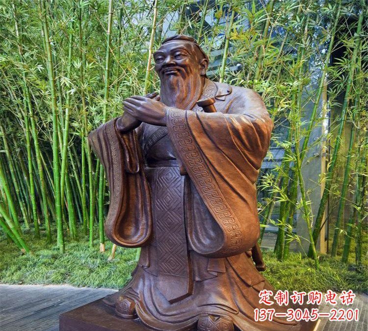 兰州校园孔子行教像铜雕