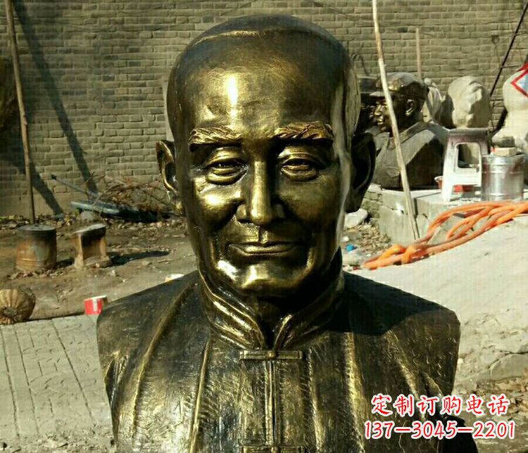 兰州校园名人叶圣陶胸像铜雕