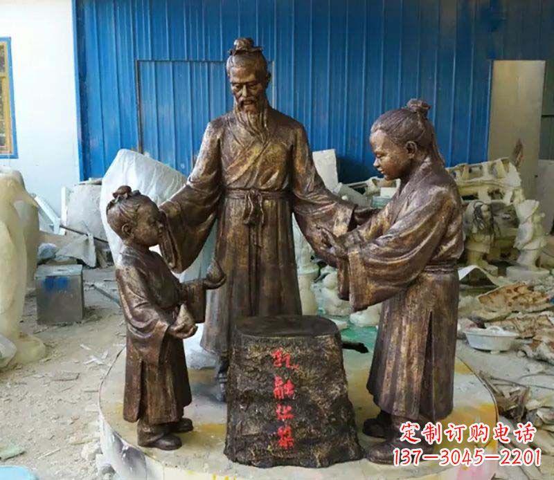 兰州寓言故事孔融让梨人物铜雕