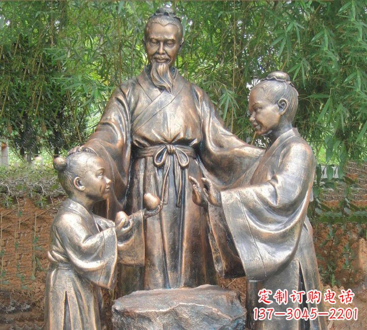 兰州寓言故事铜雕_孔融让梨