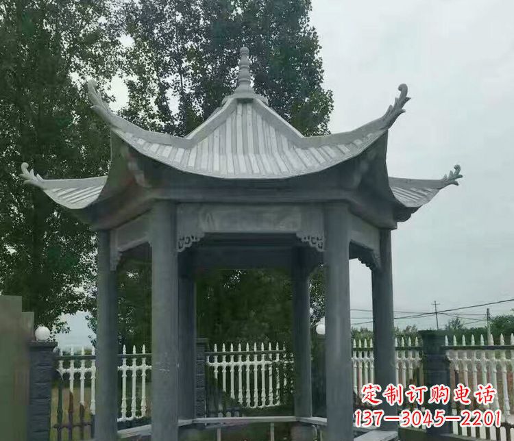 兰州园林仿古石凉亭景观石雕 (2)