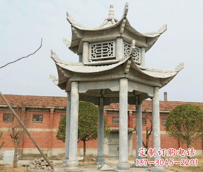 兰州园林仿古双层石雕凉亭 (2)