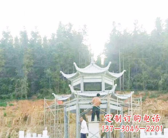 兰州园林仿古双层石凉亭景观石雕 (2)