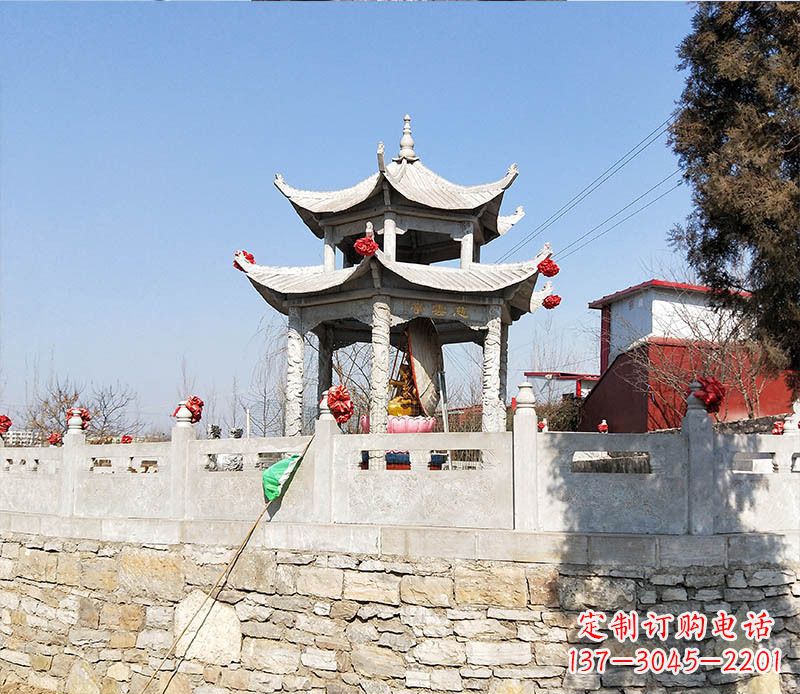 兰州园林仿古双层石凉亭景观石雕 (3)