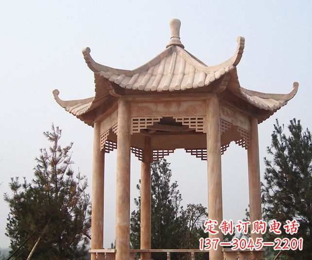 兰州园林景观单层石雕凉亭 (3)