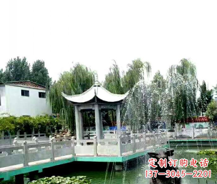 兰州园林景观单层六角石雕凉亭